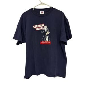 Vintage 2003 Cracker Jack Sailor Mascot Graphic T Shirt Navy Blue Adult L